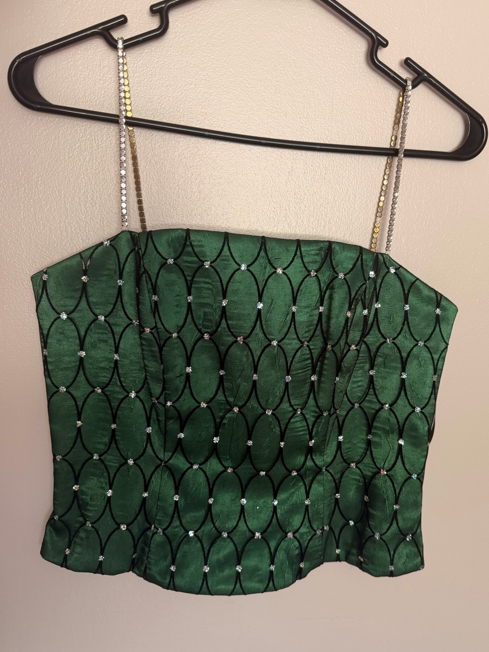 Emerald Green Beaded Satin Cami Top